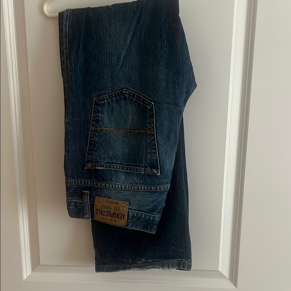 Aeropostale Men's Dark Blue Relaxed Jeans